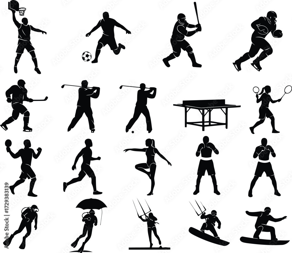 Fototapeta premium Sports Champions Bundle Athletic Silhouettes Collection