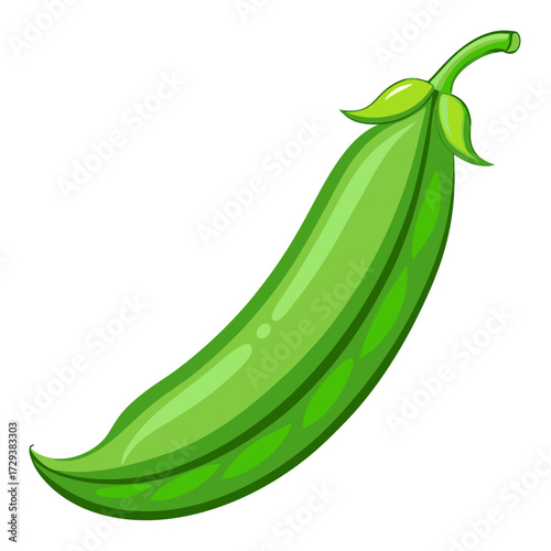 Isolated green pea pod illustration for healthy eating and fresh vegetable design element concept