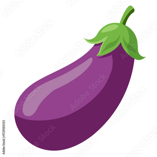 Illustration of a single purple eggplant vegetable food ingredient healthy eating recipe idea art