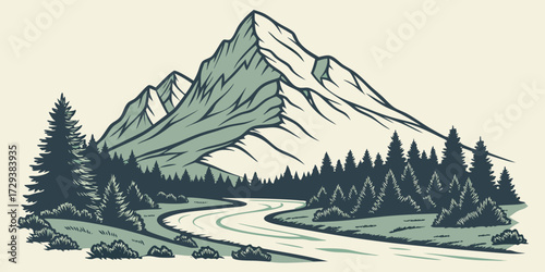 mountain landscape vector illustration