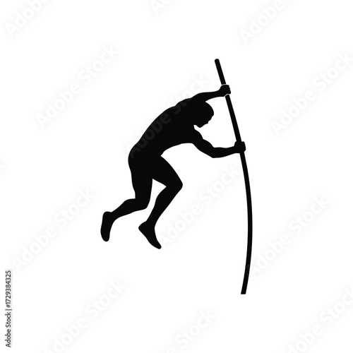 Athlete in Motion Pole Vaulting Competition Illustration