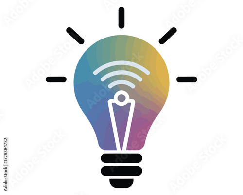 Illustration of Smart Lightbulb with Wi-Fi Signal, Representing Modern Technology and Connectivity