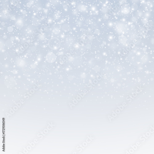 Sparkling snowflakes with frosty winter overlay and glowing ice elements. Christmas background with shimmering snowfall and festive decoration.