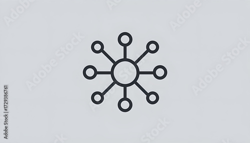 Minimal Line Icon for Centralized Network and Data Hub