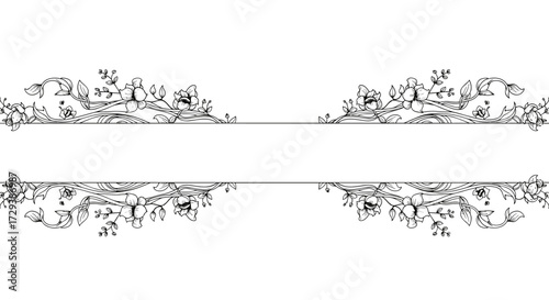 Elegant floral ornamental divider for invitations and decorative purposes.