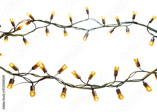 Two Strands of Yellow LED Christmas Lights Keywords: LED lights isolated on a transparent background