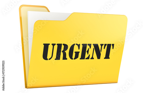 Urgent, yellow folder. 3D rendering