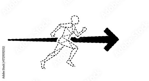 Running Forward Motion and Direction in a Dotted Line Figure with Arrow