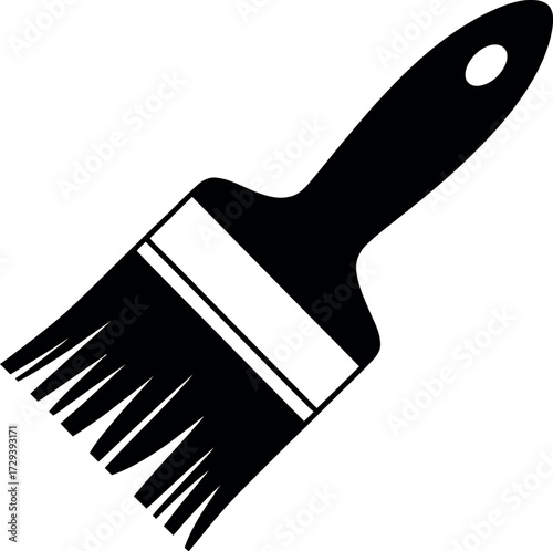 Simple black silhouette of a paint brush on a white background