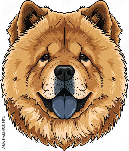 Chow Chow dog cute face headshot closeup portrait illustration