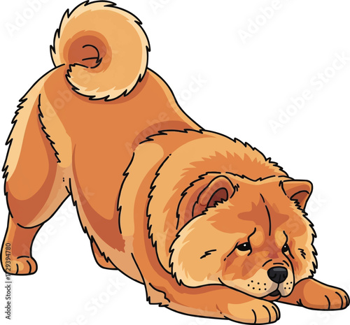 Chow Chow dog playful bow pose cute vector illustration