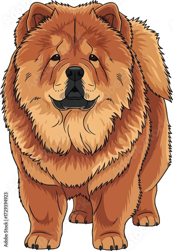 Chow Chow dog standing facing front vector illustration