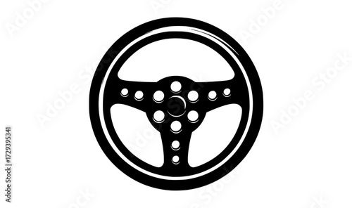 a black and white icon of a steering wheelblack, car, circle, flat, icon, illustration, profile, rim, steering wheel, tire, wheel 
