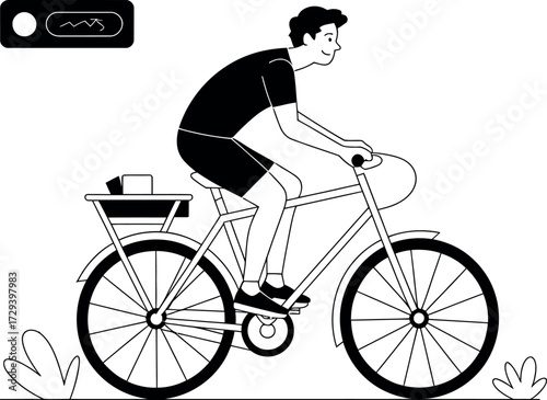 Active young man enjoying a refreshing bicycle ride outdoors