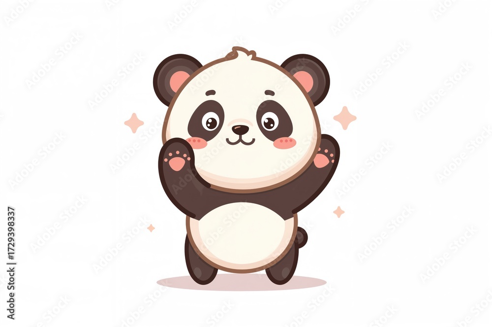 Fototapeta premium Adorable cartoon panda performing dab dance, animal and nature symbol in a premium flat design