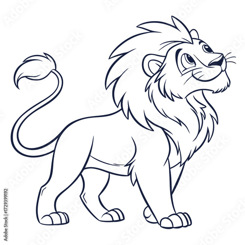 Majestic lion standing proud animal mammal