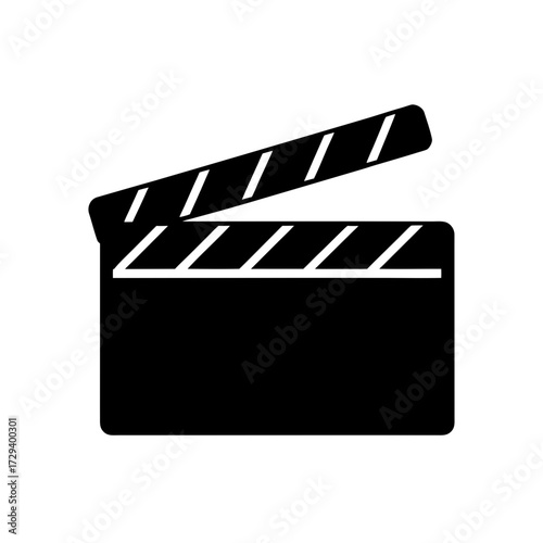 Black and white clapper board on transparent background silhouette