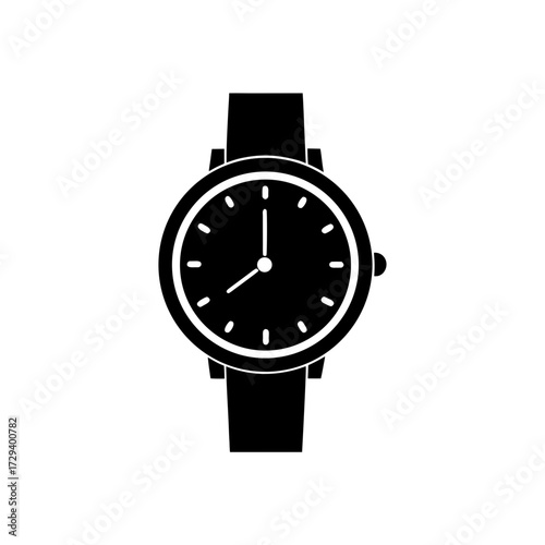 Illustration of a wrist watch on transparent background silhouette