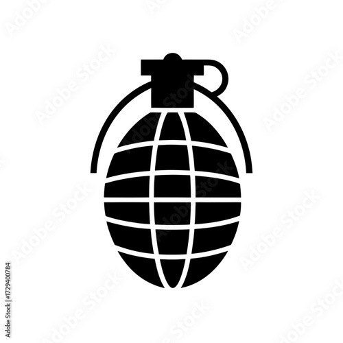 Silhouette of a hand grenade on transparent background
