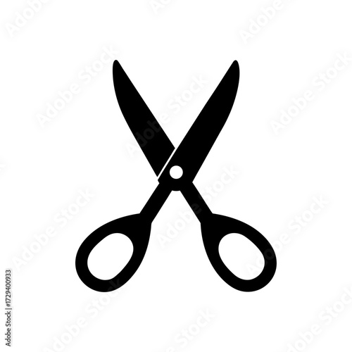 Silhouette image of scissors on transparent background