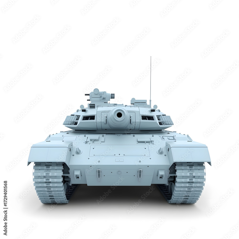Obraz premium white background and blue war tank 