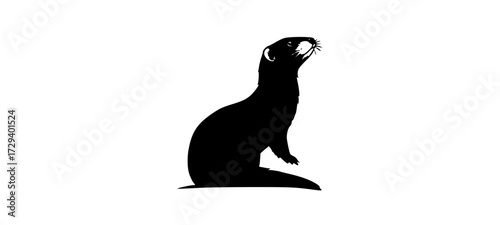 a black silhouette of a sea lion on a plain transparent backgroundanimal, black, otter, profile, sea lion, seal, stand 