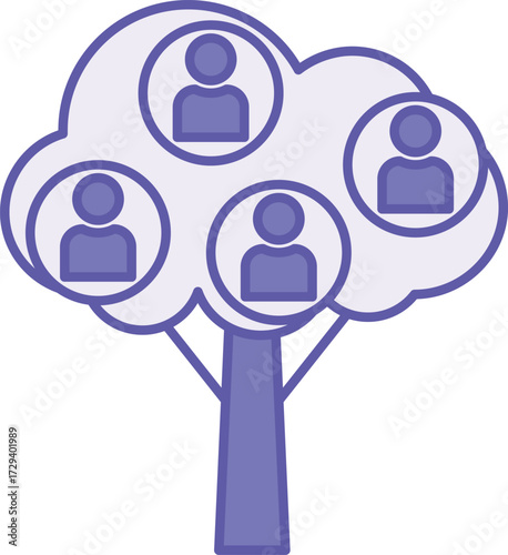 Colored Family Tree Icon. Vector Illustration. Family Relationships. Family Concept