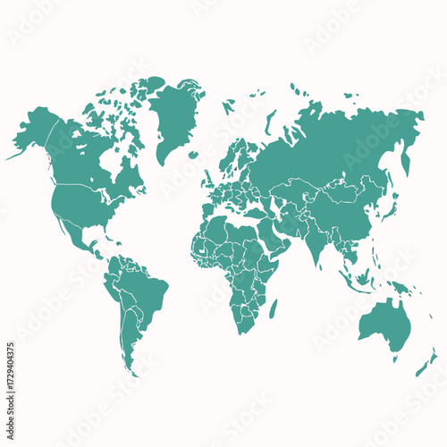 Teal world map continents geography international