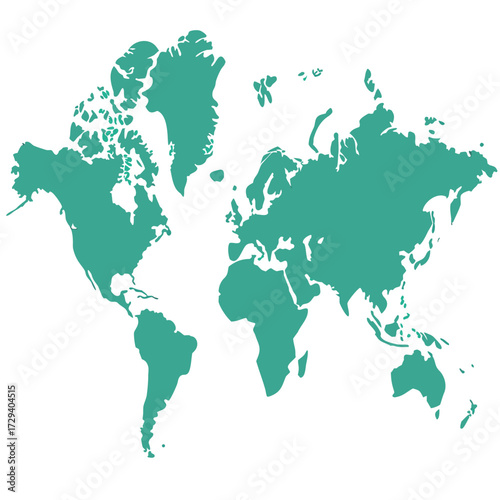 Teal world map continents geography