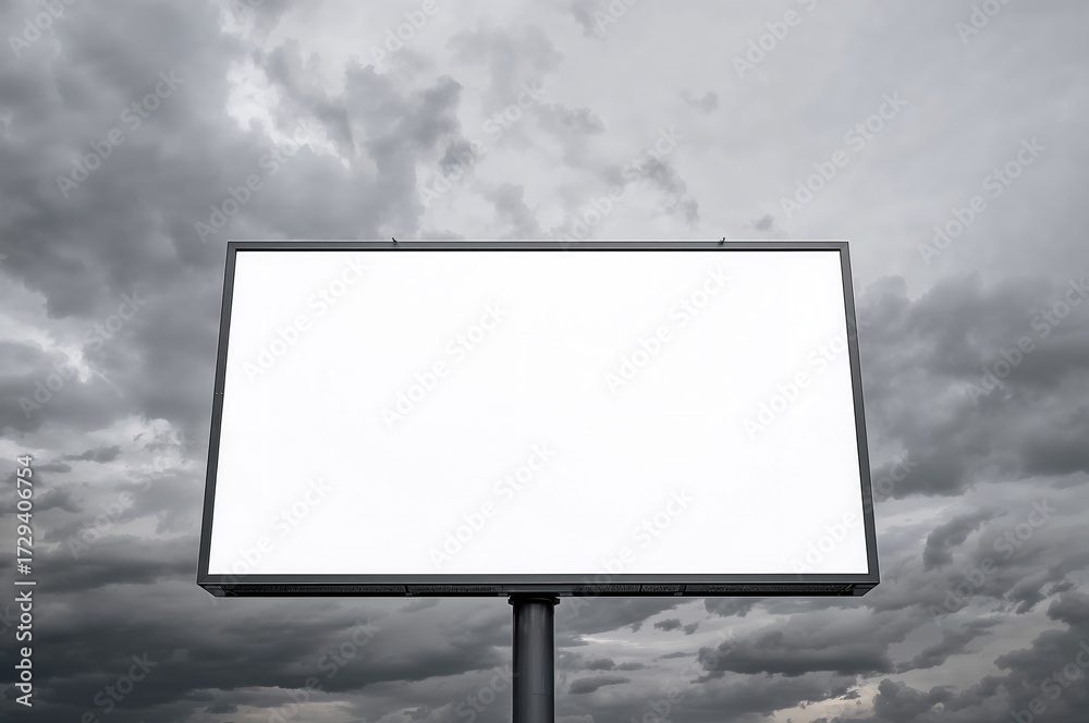 Fototapeta premium Overcast sky backdrop featuring an empty billboard with a clipping path