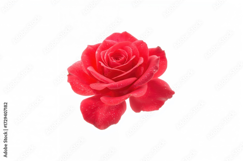 Fototapeta premium Vibrant crimson rose set against a plain white backdrop