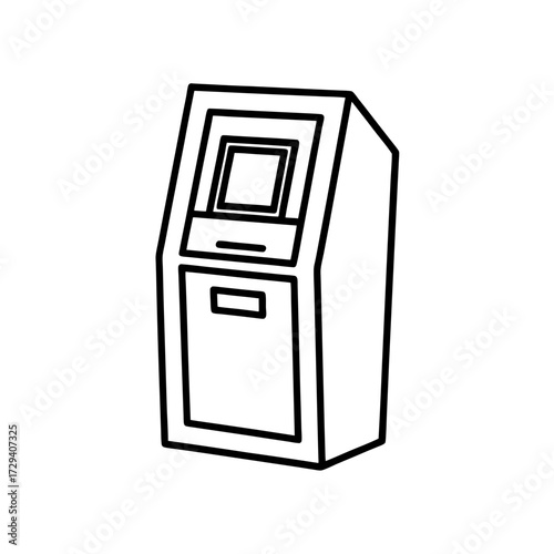 Outline drawing of an atm box on transparent background