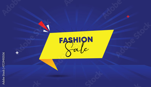 Fashion editable web banner vector art illustration label badge template design abstract business background yellow blue dark light sunshine shapes modern creative trendy stylish