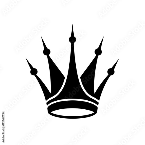 Isolated black silhouette of crown on transparent background