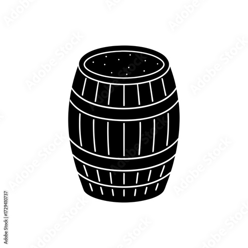 Illustration of a wooden barrel art on transparent background silhouette