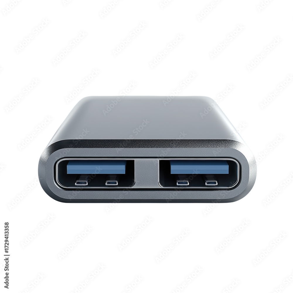 Fototapeta premium Silver usbc hub adapter with two ports