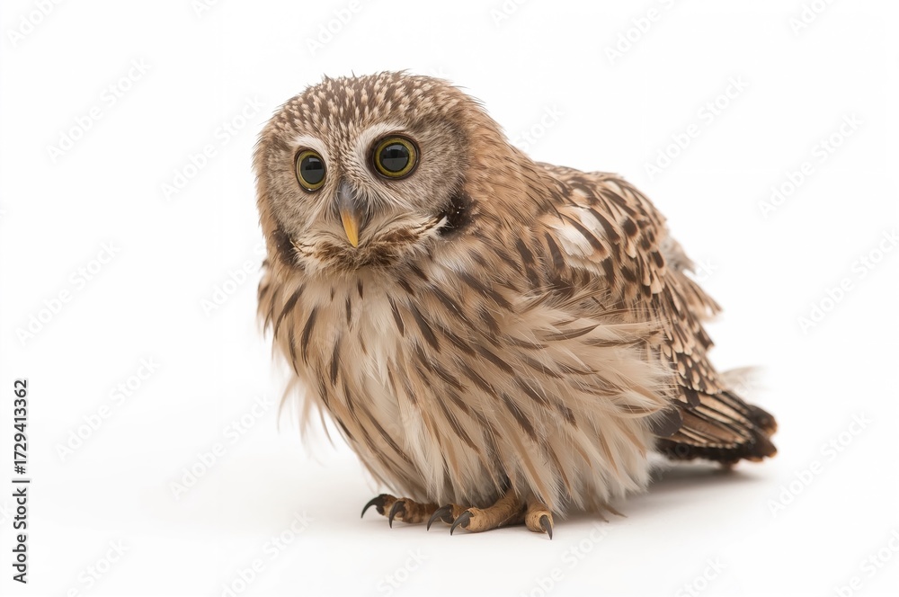 Obraz premium Eastern screech owl held at a wildlife rehabilitation facility