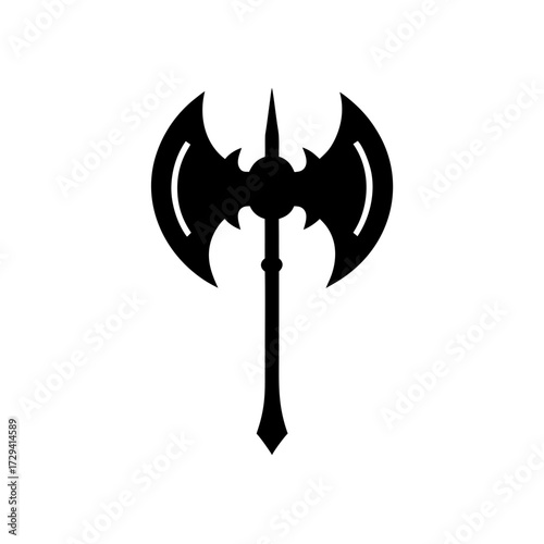 Silhouette of a double axe on transparent background