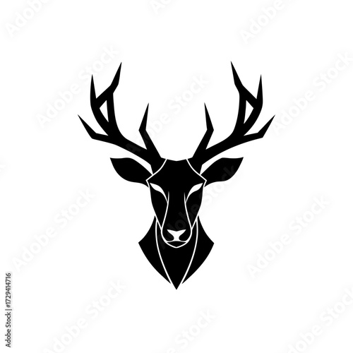 Stylized deer head illustration on transparent background silhouette
