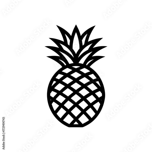 Outline drawing of pineapple on transparent background silhouette
