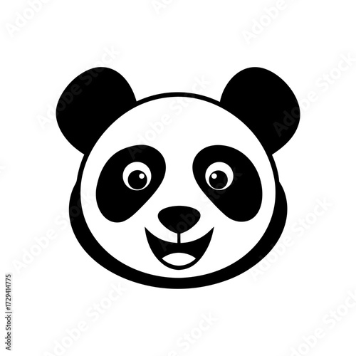 Cartoon panda bear face design on transparent background silhouette