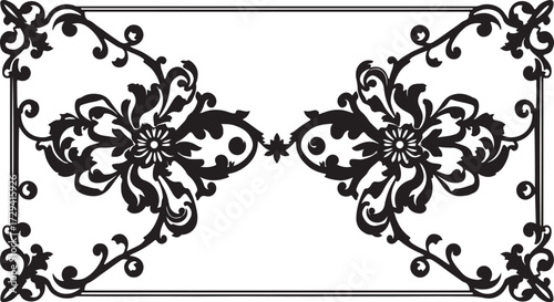 Canvastavla Abstract vector floral design elements featuring ornate black vintage flower and