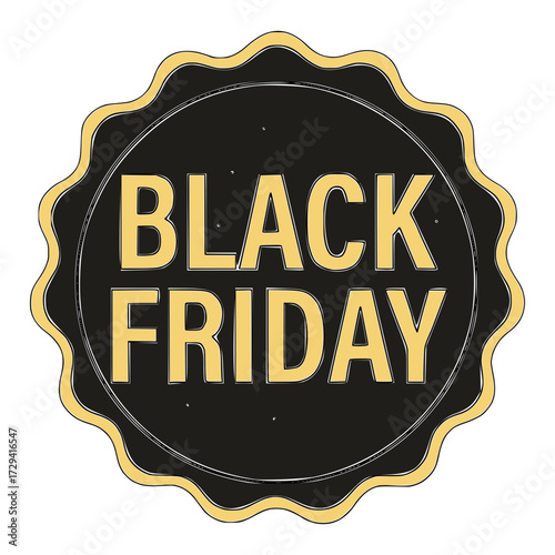Golden Black Friday sale seal for ads, promotions, and marketing material to grab shopper's attention