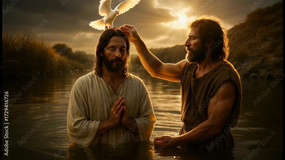Baptism of Jesus Christ by John the Baptist in the Holy Spirit Stock ...