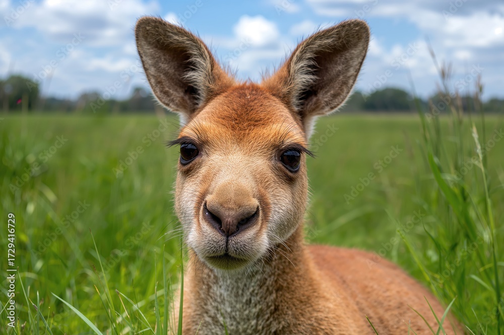Fototapeta premium Close-up Portrait of a Juvenile Female Red Kangaroo