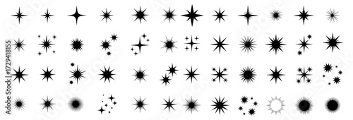 Vector art of set of star icons sparkle and shine symbols, vector illustration