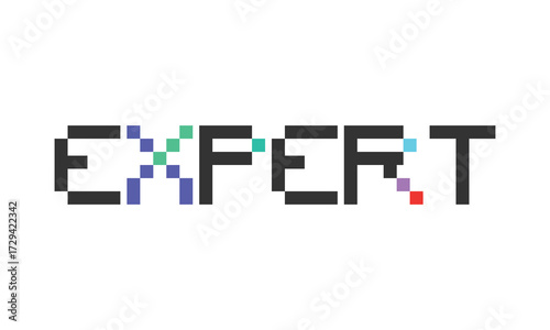 EXPERT pixel logo, expert text logo in pixel art style