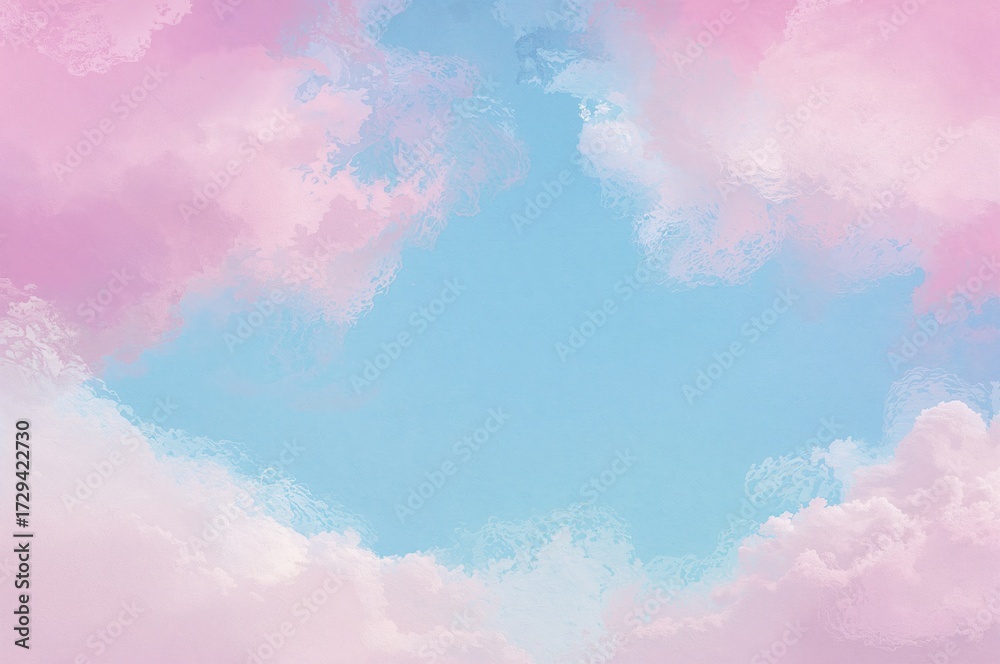 Fototapeta premium Vibrant pastel hues of pink and blue in a bright, cloudy sky