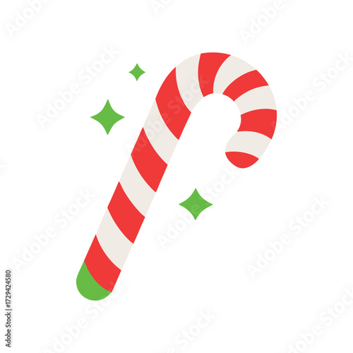 Candy Cane Vector Illustration Curved Twist Holiday Clipart
