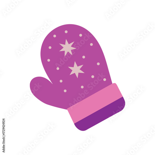 Pink Mitten Vector Purple Cuff Winter Holiday Illustration